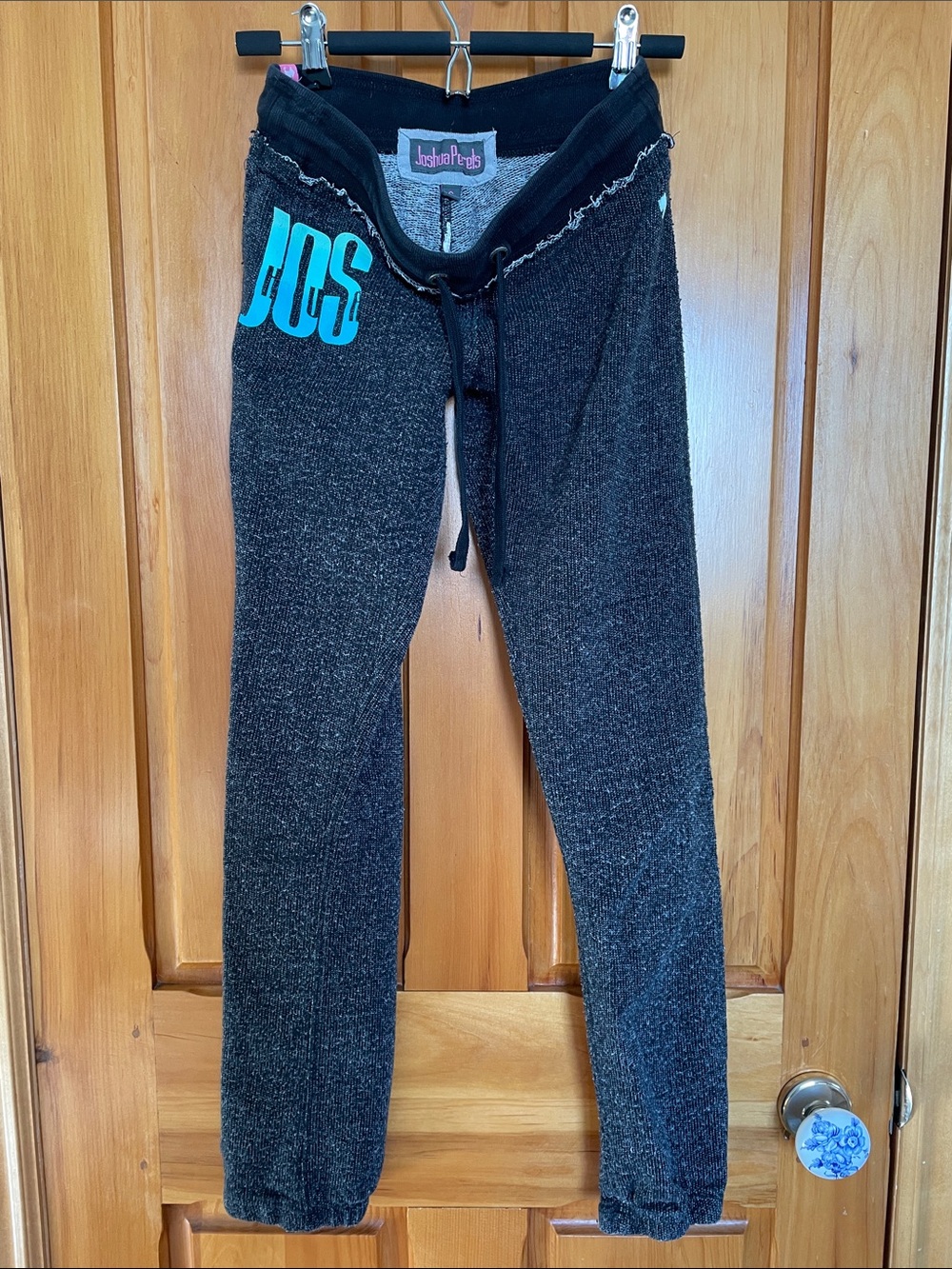 S.  Cozy Black Heather Joggers with Teal Logo - Casual Women’s Track Pants